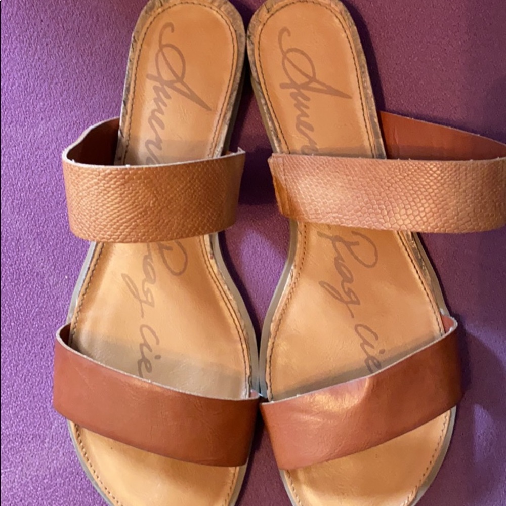 Tan, two strap American Rag sandals